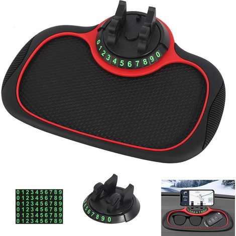 Alfombrilla antideslizante para coche, soporte para teléfono móvil, alfombrilla antideslizante para salpicadero, alfombrilla antideslizante para coche con soporte para teléfono giratorio de 360 grados (1/4)