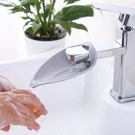 MIMOSON-Gray 3pcs Cartoon Basin Faucet Extender Faucet Extender Sink Handle Extender for All Spout Extender (1/5)