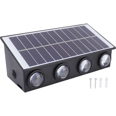 Applique Murale Solaire Toivize 8 LED IP65 ABS Lumière Chaude 190x70mm pour Jardin Terrasse Clôture Design Moderne Étanche (1/5)