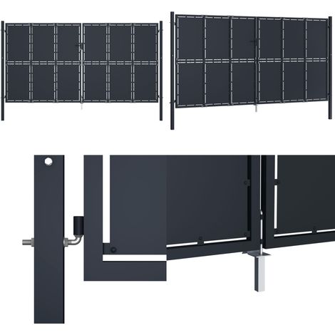 Gartentor Stahl 400 x 175 cm Anthrazit - Gartentor - Stahltür - Zaunportal - Zaunteil - Einfahrtstor - Home & Living (1/5)