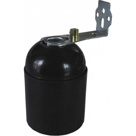 Base + soporte liso E27 TIBELEC, plástico, negro 60 W CENTRALE BRICO