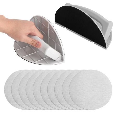 Bloc De Ponçage Demi-Rond 90° Pour Angles Murs, Papier De Verre Grain 180 Inclus, Outil Bricolage Finition Intérieure (1/5)
