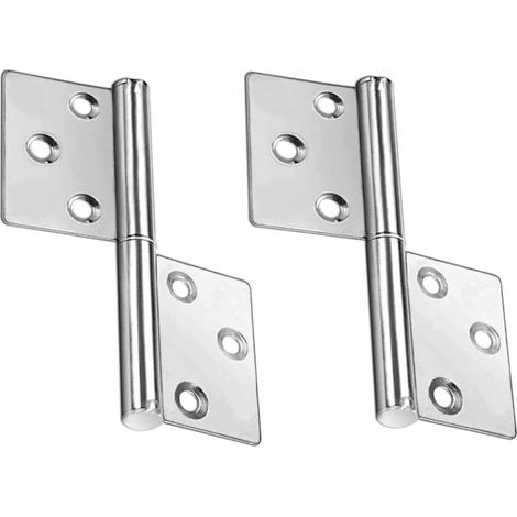 Lot de 2 charnières drapeau 75x30mm inox, rotation 360° démontable avec vis (1/3)