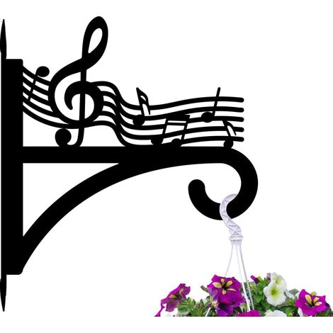 Soporte para plantas con forma de nota musical, gancho para exteriores, soporte de metal, adecuado para colgar plantas. (1/5)