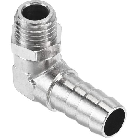 Tuyau Barbillon Raccords - 90 Degré Coude Nickel- 10mm Barbelé Tuyau Connecteur avec Tuyau Appliquer à Gaz(M10x1.5 Mâle Filetage) (1/5)