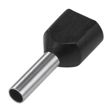 Embout double d'extrémité de câble TRU COMPONENTS TE15-08BK 1.5 mm² x 8 mm partiellement isolé noir (1/2)