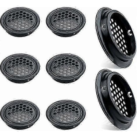Lot de 8 grilles de ventilation rondes en acier inoxydable respirant, aérateur noir de 53 mm pour placards de cuisine (1/4)