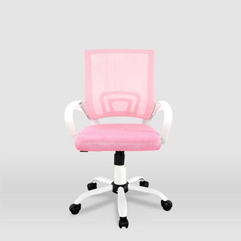 Silla de estudio juvenil Martina en rosa y blanco. Alto: 88-98, Ancho: 57, Fondo: 53.5. (1/4)