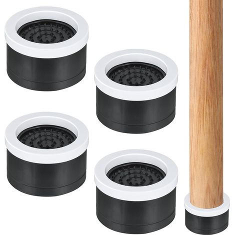 Juego de 4 elevadores de goma antideslizantes y ajustables, de 4,3 a 5,6 cm de altura, para patas de muebles de 6,3 cm de ancho (1/5)