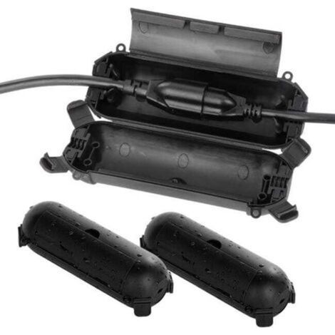 Lot de 2 Boîte de jonction de sécurité extérieure étanche pour câbles, rallonges et protection de prises, noir (1/4)