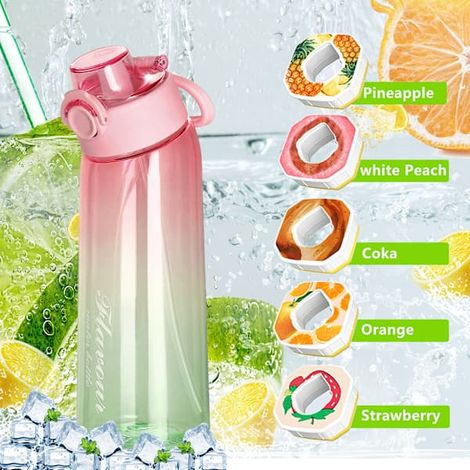 Gourde Air Water Up 900 ml, kit de démarrage Air, gourde aromatisée avec capsules parfumées pour le camping, poudre jaune + 3 anneaux aléatoires en poudre jaune