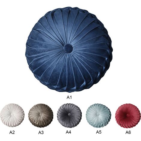 Coussin décoratif rond en forme de citrouille, plissé, pour canapés, fauteuils, lits et voitures. (1/5)
