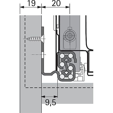 Coulisses à billes pour tiroir InnoTech Atira - charge 30kg - sortie totale - Quadro V6 Push to open - L 260 mm - HETTICH