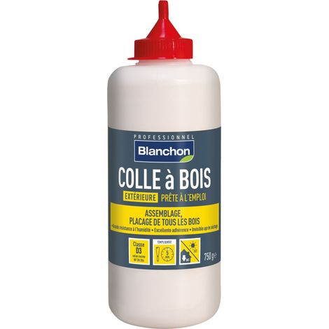 Colle vinylique à bois d3 extérieure - Contenance : 750 g - Couleur : Blanc - BLANCHON