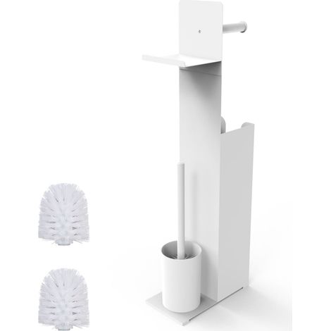 Soporte para papel higiénico con rollo de repuesto y escobilla