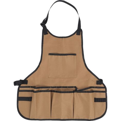 Vêtements de travail de jardinage unisexes, tablier sac à outils, plusieurs poches à outils, adapté à l'entretien des machines, à la taille du jardin, à l'hygiène et au nettoyage, vert, marron (1/5)