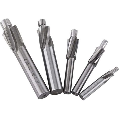 Fraise en Bout, 5pcs M3-M8 4 Flûtes HSS-AL Fraise Fente Forets HRC6568° Fraise Metal Foret à Fraiser pour Cuivre, Aluminium, Acier, Fonte