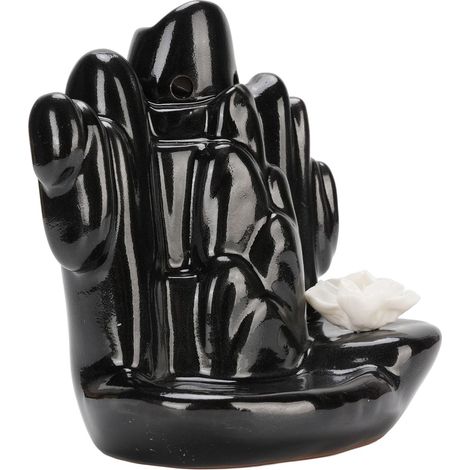 Ceramic Backflow Incense Holder, Handcrafted Conical Burner, Fragrance Holder with Mountain Motif, Ideal for Meditation, Yoga, Home and Office Decoration (1/5)