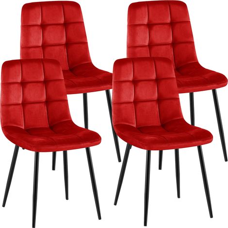 4er Set Esszimmerstühle Antibes Samt rot (1/5)