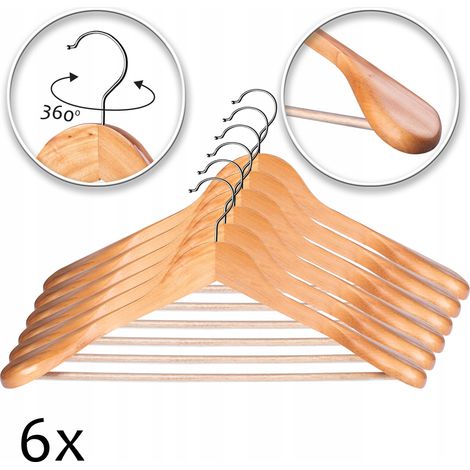 KADAX Kleiderbügel aus Holz, für Kleidung, Hemd, Anzug, Hosen, Rock, 360°drehbarer Haken aus Metall,