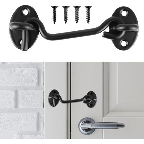 Verrou de porte extérieure, crochet de porte, verrou de porte coulissante intérieure de 11 cm, verrou de trappe/porte basculante avec 4 vis et verrou de fenêtre, crochet de porte, verrou de fenêtre