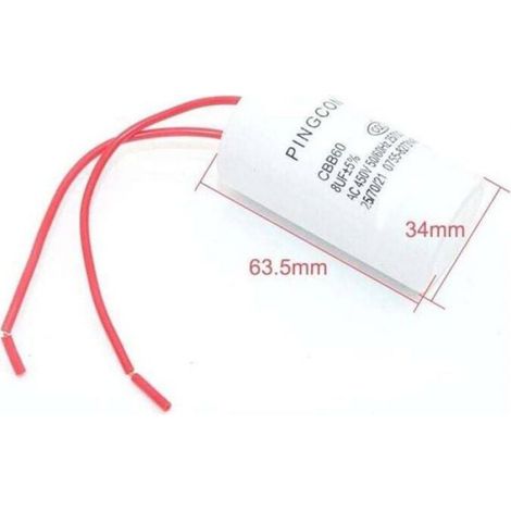 2Pcs CBB60 AC 450V Condensateur de Fonctionnement du Moteur de Cylindre conducteur 2 FilsCBB60【4UF】 (1/3)