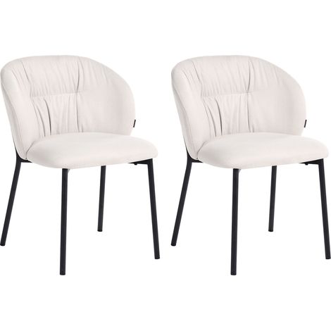 Conjunto de 2 sillas de comedor modernas con asiento tapizado de tela salón comedor blanco Mesa (1/5)