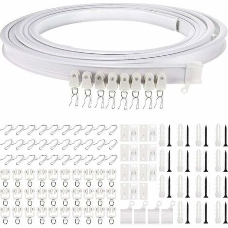 5 Mètres Rail de Plafond Pliable Rail de Rideau Incurvé Montage de Rideau de Plafond Flexible Rail de Fenêtres Courbes pour Rail de Rideau avec Système de Rail Rideau Lit Diviseur, Rail de Plafond (1/4)