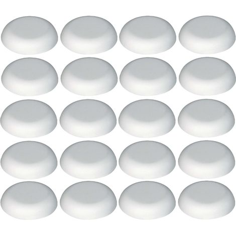 Cyclingcolors – Lot de 20 bouchons blancs diamètre 24mm – Téton 6mm – Cache vis en plastique Delrin pour meubles cuisine et salle de bain