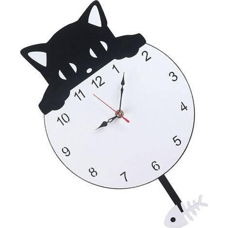 Orologio a pendolo a forma di gatto in acrilico, facile da installare. (1/2)