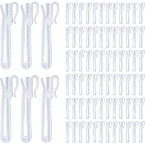 Paquete de 80 ganchos de plástico para cortinas, ganchos ajustables para pliegues, sistema de trinquete para cortinas de ventana, puerta y ducha (85 mm/3,35 pulgadas) (1/4)