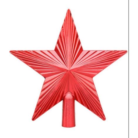 Cime de sapin de Noël en plastique - Cime de sapin avec étoile de sapin de Noël moderne - Étoile rouge (1/5)
