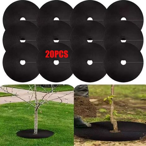Confezione da 20 Anelli Copri-albero in Tessuto Non Tessuto — Tappetini Antierba e Pacciamatura per Alberi da 62cm—Protegge l'Apparato Radicale Piante