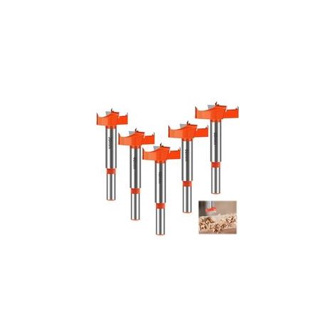 Set di 5 punte per trapano per legno, punte svasate in metallo duro da 30/40/45/50/60 mm, set di punte con gambo tondo, per decorare cassetti, mobili e progetti fai da te (rosso) - Crezuo