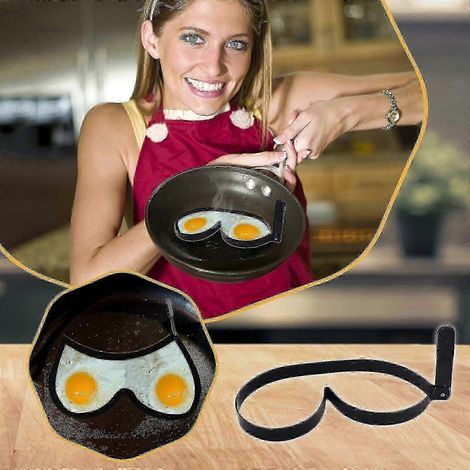 Friteuse à œufs amusante avec poignée, moule à crêpes, pour faire des œufs au plat et des crêpes. (1/4)