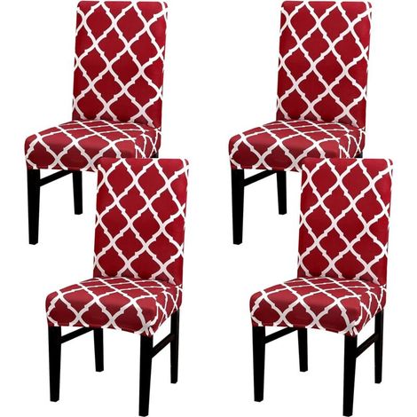 Housse De Chaise - Spandex Extensible - Pour Salle À Manger Fêtes Et Événements - Hauteur Dossier 45 À 60 Cm Assise 40 À 50 Cm - Lot De 4 (1/5)