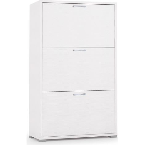 Schuhschrank 3 Türen In Holzoptik Weiß
