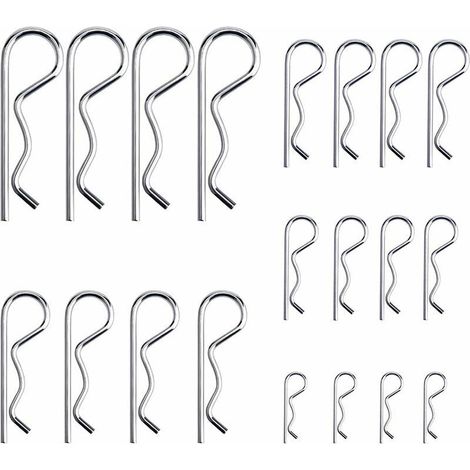 20 Pièces R Clips Goupilles de Retenue, Kit d'assortiment de Goupilles d'attelage à Goupille Fendue Robuste Plaqué Zinc pour Systèmes de Verrouillage de Camion de Remorquage, M1.2-M3.5