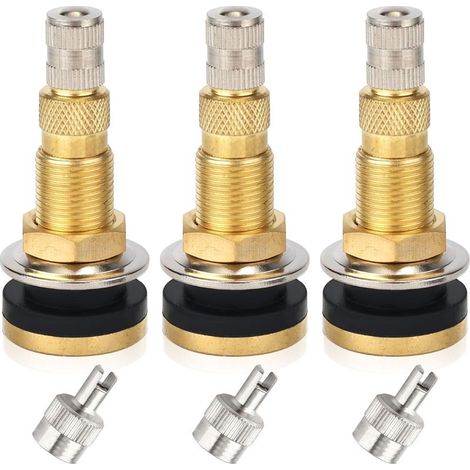 3pcs Tige Valve Pneu pour TR618A, Tiges Valve Tracteur sans Chambre à Air avec 3pcs Couvercles de Démontage de Noyau de Valve en Laiton Adaptés aux Tracteurs Niveleuses Excavatrices (1/5)