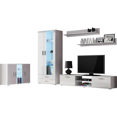 Conjunto de salón Tornola 116, Blanco + Blanco brillante