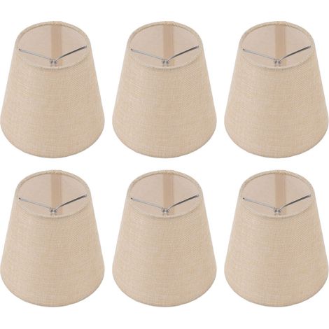 Lot de 6 abat-jour cylindriques en lin avec support en fer pour lampe domestique (1/5)