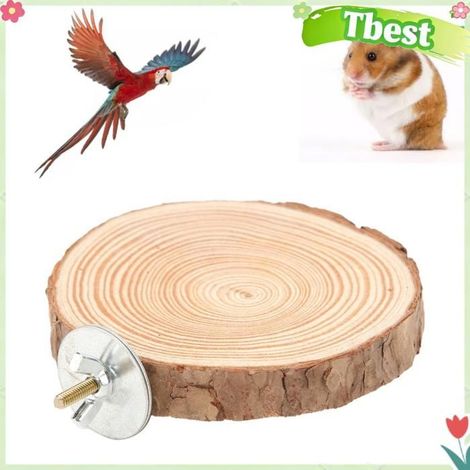 Tbest Plate-forme ronde pour oiseaux Plate-forme de perchoir ronde pour oiseaux, support en bois naturel pour animalerie jouet (1/5)