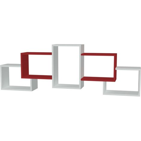 Étagère Bois Blanc/Rouge 164 x 20 x 55 cm (1/2)