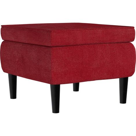 Tabouret avec pieds en bois Rouge bordeaux Velours (1/5)
