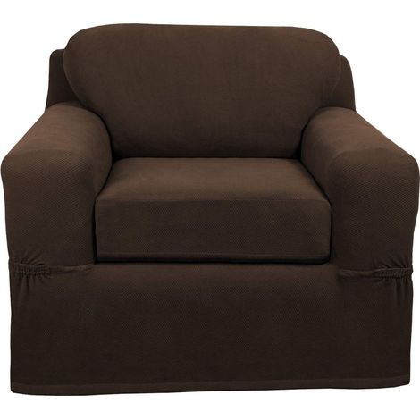 Housse de Meuble Extensible Ultra Douce pour Fauteuil Marron Chocolat 2 pièces (1/5)