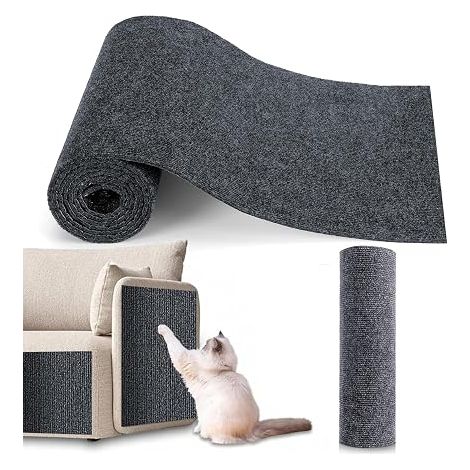 300×40cm Tapis à Gratter Autocollant pour Chat Tapis Meubles DIY Climbing Cat Scratcher Trimmable Chats Grattoir Grattoir Chat Canapé Tapis à Gratter Sol Antidérapant Gris foncé (1/5)