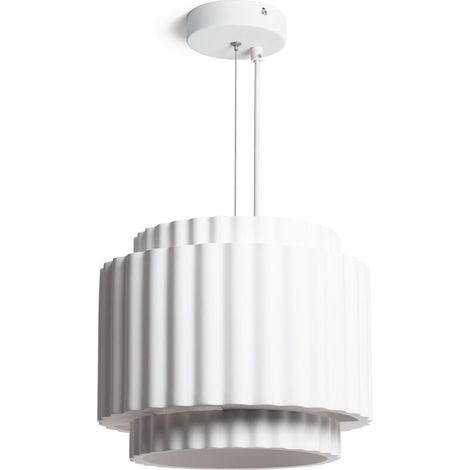 – Suspension plâtre double colum blanc – Design élégant – Ampoule E27 – Corps en plâtre pour luminosité – Conception à double colonne (1/5)