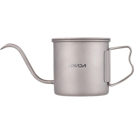 Kaffeefilterkanne, Mini-Teekanne, Campingkanne, Herdplatten-Kaffeekanne, Schwanenhalskanne aus Titan, 400 ml