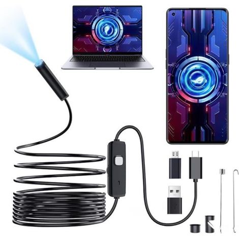 Endoscope - AMOUNE - Type C - Résolution 1280 x 720P - Câble 5M - Étanche IP67