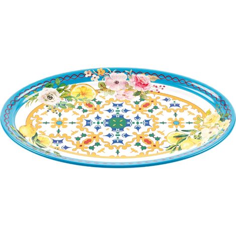 GUZZINI Vassoio Ovale Piccolo Flower & Lemon Melamina Table Decor